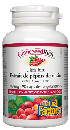 GrapeSeedRich® 100 mg · Ultra-fort Extrait de pépins de raisin -Natural Factors -Gagné en Santé