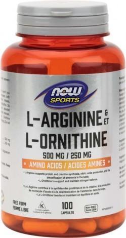 L-Arginine 500 mg & L-Ornithine 250 mg -NOW -Gagné en Santé