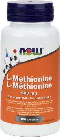 L-Méthionine 500 mg avec vitamine B6 -NOW -Gagné en Santé