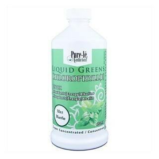 Liquid greens chlorophyll super concentrate mint.
