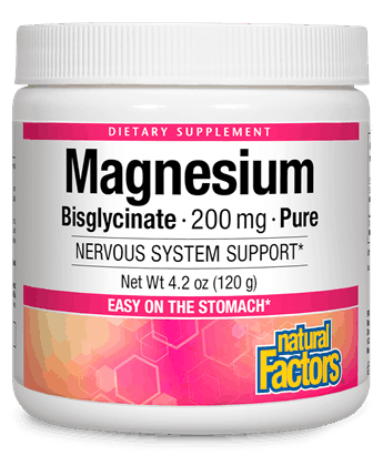 Magnesium Bisglycinate 200mg -Natural Factors -Gagné en Santé