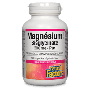 Natural factors Bisglycinate de magnésium, 200 mg · 120 capsules végétales
