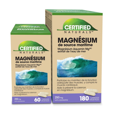 Magnésium de source marine 250 mg -Certified Naturals -Gagné en Santé