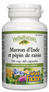 Marron d'Inde et pépin de raisin 350 mg | HerbalFactors® -Natural Factors -Gagné en Santé