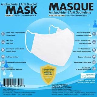 MASQUE Antibactérien | Anti Gouttelette pour Adultes.