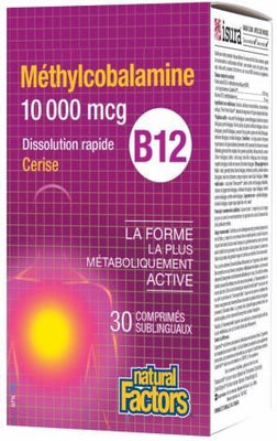 Méthylcobalamine B12 10 000 mcg - Dissolution rapide -Natural Factors -Gagné en Santé