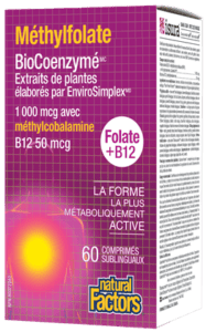 Méthylfolate BioCoenzymé (1 000 mcg/50 mcg · avec méthylcobalamin B12) -Natural Factors -Gagné en Santé