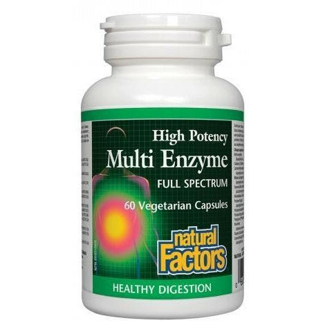 Natural factors Multi enzymes haute efficacité, 60 capsules veg