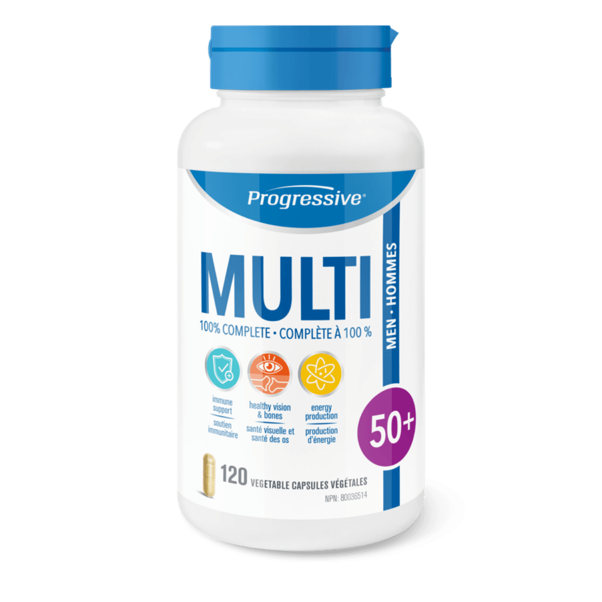 Multivitamines Hommes 50+ -Progressive Nutritional -Gagné en Santé