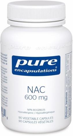 NAC (N-Acetyl-l-Cysteine) 600 mg -Pure encapsulations -Gagné en Santé