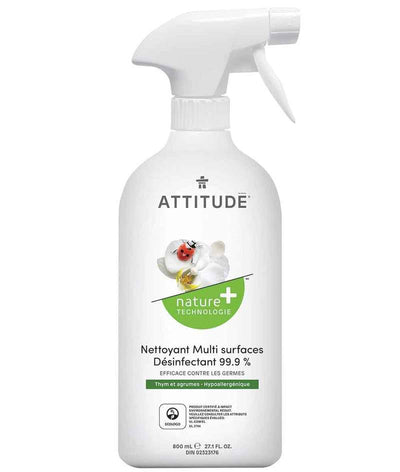 Nettoyant Multi surfaces désinfectant 99.9% -Attitude -Gagné en Santé