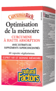 Optimisation de la mémoire | CurcuminRich™ -Natural Factors -Gagné en Santé
