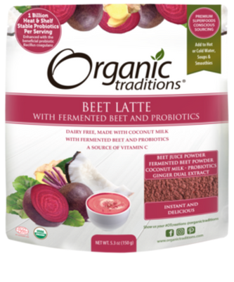 Organic Beet Latte with Fermented Beets and Probiotics -Organic Traditions -Gagné en Santé