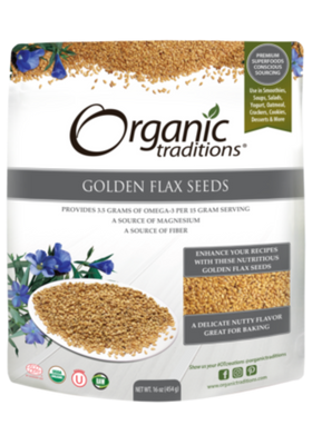 Organic Golden Flax Seeds -Organic Traditions -Gagné en Santé