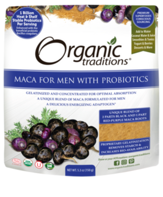 Organic Maca pour hommes avec probiotiques -Organic Traditions -Gagné en Santé