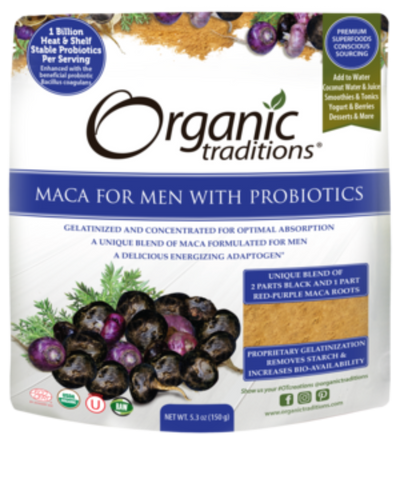 Organic Maca pour hommes avec probiotiques -Organic Traditions -Gagné en Santé