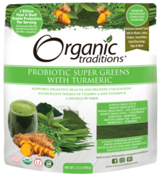 Organic Probiotic Super Greens with Turmeric -Organic Traditions -Gagné en Santé