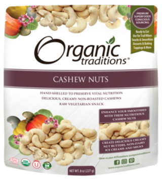 Organic Raw Cashews -Organic Traditions -Gagné en Santé