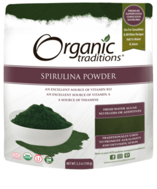 Organic Spirulina Powder -Organic Traditions -Gagné en Santé
