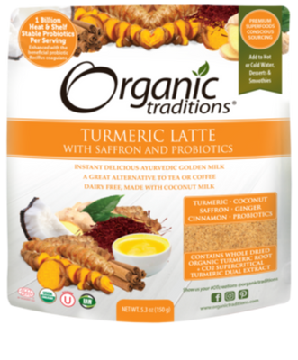 Organic Turmeric Latte with Probiotics -Organic Traditions -Gagné en Santé
