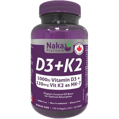 Platinum Vitamine D3 + K2 -Naka Herbs -Gagné en Santé