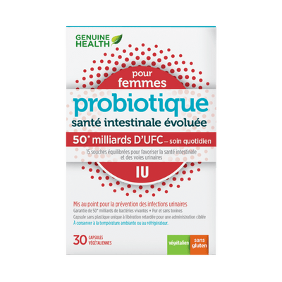 Probiotique pour femmes IU 50 milliards d'UFC | Santé Intestinale évoluée - Prévention des infections urinaires -Genuine Health -Gagné en Santé
