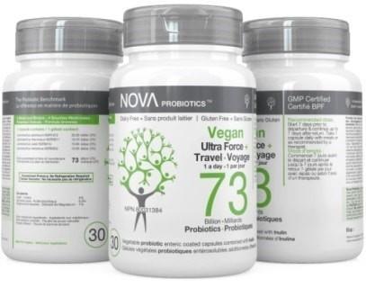 Probiotiques Vegan Ultra Force + Voyage - Sans Réfrigération -Nova Probiotics -Gagné en Santé