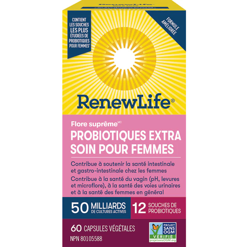 Renew life - flore suprême | probiotiques extra soin pour femmes | 50 milliards 12 souches