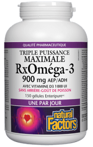 RxOméga-3 avec vitamine D3 1 000 UI -Natural Factors -Gagné en Santé