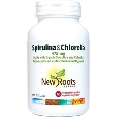 Spirulina & Chlorella 475 mg Certifié Biologique -New Roots Herbal -Gagné en Santé
