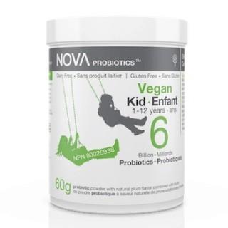 Vegan enfant 1 à 12 ans (4 souches, 6 milliards) -Nova Probiotics -Gagné en Santé