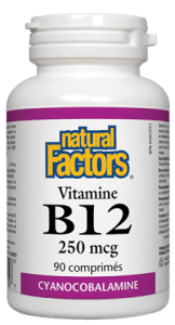 Vitamine B12 250 mcg -Natural Factors -Gagné en Santé