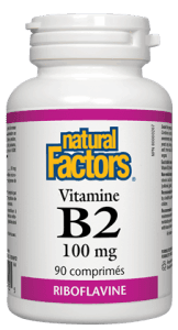 Vitamine B2 100 mg -Natural Factors -Gagné en Santé
