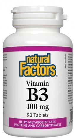 Vitamine B3 100 mg -Natural Factors -Gagné en Santé