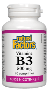 Vitamine B3 500 mg -Natural Factors -Gagné en Santé