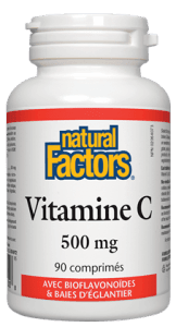 Vitamine C 500 mg avec bioflavonoïdes & baies d'églantier -Natural Factors -Gagné en Santé