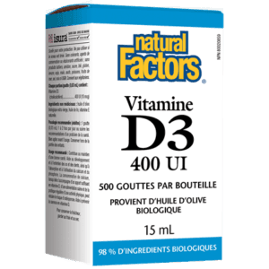 Vitamine D3 400 UI - Liquide -Natural Factors -Gagné en Santé