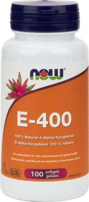 Vitamine E-400 UI d-Alpha Tocophérol -NOW -Gagné en Santé