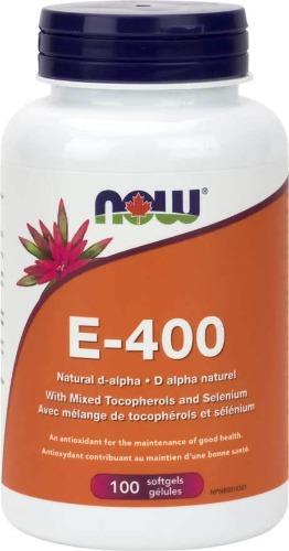 Vitamine E-400 UI sans OGM -NOW -Gagné en Santé