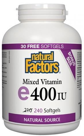 Vitamine Mixte E 400 UI -Natural Factors -Gagné en Santé