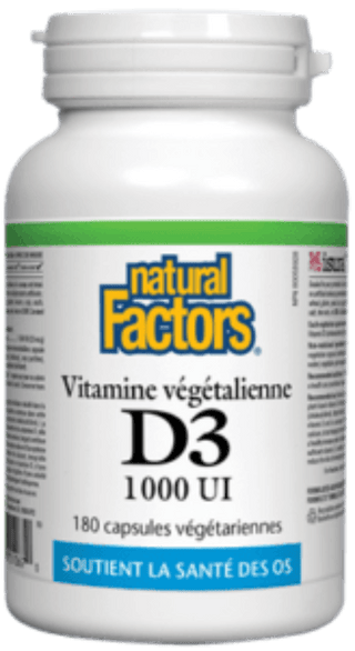 Vitamine végétalienne D3 1 000 IU -Natural Factors -Gagné en Santé