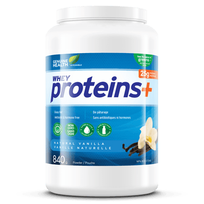 Whey proteins+ (840 g) -Genuine Health -Gagné en Santé